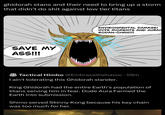 ghidorah stans and their need to bring up a storm that didn't do s--- against low tier titans SAVE MY ASS!!! ENVIRONMENTAL DAMAGE! HYPE MOMENTS AND AURA!! RODAN-CHAN!!!! Tactical Himbo @Embracethehavoc 59m I ain't tolerating this Ghidorah slander. King Ghidorah had the entire Earth's population of titans serving him in fear. Dude Aura Farmed the Earth into submission. Shimo served Skinny Kong because his key chain was too much for her.