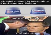 Citadel Colour is becoming Warhammer Colour CITADEL COLOUR BASE MACRAGGE BLUE™ PAINT / PEINTURE WARHAMMER BASE COLOUR MACRAGGE BLUE™ マクラーグ・ブルー WARHAMMER COMMUNITY Sir, we have lost PRE MA The Citadel