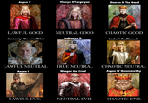 Aegon V Viserys II Targaryen Daeron II The Good LAWFUL GOOD NEUTRAL GOOD CHAOTIC GOOD Jaehaerys the conciliator Jaehaerys II Baelor I the Blessed LAWFUL NEUTRAL Aegon I TRUE NEUTRAL Maegor the Cruel CHAOTIC NEUTRAL Aegon IV the unworthy LAWFUL EVIL NEUTRAL EVIL CHAOTIC EVIL
