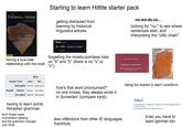 THE Elements of Hittite THEO VAN DEN HOUT Starting to learn Hittite starter pack getting distracted from learning by historical linguistics articles nu-wa-du-za... looking for "nu-" to see where sentences start, and interpreting the "clitic chain" Noun [edit] kk (ha-aš-ta-i) n /ḥaštāi/ 1. bone • CAMBRIDGE having a love-hate relationship with this book forgetting the mostly-pointless hats on "š" and "h" (there is no "s" or "h") Christel Rüster. Erich Neu Hethitisches Zeichenlexikon Inventar und Interpretation der Keilschriftzeichen aus den Boğazköy-Texten Noun Number / Case masc. fem. Nominative Šarr-um šarr-at-um Singular Genitive šarr-im šarr-at-im Accusative Šarr-am Šarr-at-am how's that word pronounced? no one knows, they always wrote it in Sumerian! (compare kanji) being too scared to learn cuneiform having to learn some Akkadian grammar don't forget super inconsistent spelling and the grammar changes over time! less inflections than other IE languages thankfully StBoT herausgegeben im Auftrag der Akademie der Wissenschaften und der Literatur | Mainz von Elisabeth Rieken und Daniel Schwemer Imao you have to learn german too