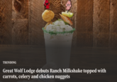 TRENDING Great Wolf Lodge debuts Ranch Milkshake topped with carrots, celery and chicken nuggets
