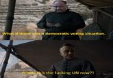 What if there was a democratic voting situation. Whats this the f------ UN now?!