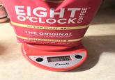 EIGHT O'CLOCK MEDIUM ROAST THE ORIGINAL Sweet, Fruity & Well-Balanced WHOLE BEAN COFFEE NET WT. 30 OZ. (1 LB. 14 OZ.) 850g 100% ARABICA COFFEE On/Tare/Off 196 Escali 9/az
