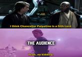 A I think Chancellor Palpatine is a Sith Lord. THE AUDIENCE Yeah, no kidding.