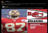 ☆ CEL☆ @moonlithoax mind you donna kelce is about to tear down a wall in her home and this is what you people care about NFL @NFL - Mar 9 Travis Kelce expected to return to Chiefs for 14th season. (via @RapSheet) NFL 87 K BREAKING EXPECTED TO RETURN TO CHIEFS TRAVIS KELCE