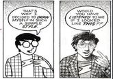 Two panels from Scott MccCloud's "Understanding Comics." They are part of an explanation on simple character design vs. realistic regarding comic books.