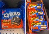 NABISO OREO Reese's REESE'S PEANUT BUTTERY REME WITH OREO COOKIE CRUMS REO 140 15 CALORIES 125 11 IT APPEARS WHEN OPENED EMARKED 10 SHOW DETAL OD CHOCOLATE SALICH COOKIES NET WT 12.35 OZ (350g) Reese's 200 Reese's 200 CHOCOLATE & WALLS NET WT 1.4 02 (39) A Reese's Reese's 200 CALORIES 2 HILK CHOCOLATE & WHITE CREME PEANUT BUTTER UTTER CUPS WITH OREO COOKIE CRUMBS NET WT 1.4 OZ (39 g) .