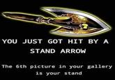 YOU JUST GOT HIT BY A STAND ARROW The 6th picture in your gallery is your stand