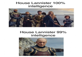 House Lannister 100% intelligence House Lannister 99% intelligence