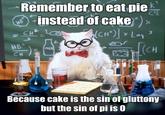 HB Remember to eat pie CH instead of cake) × HB' MILK CH (CH)] Log 3 X RU CH Because cake is the sin of gluttony but the sin of pi is 0