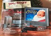 WAL MART Home Entertainment Holiday Gift Guide 2003 Prices good November 16th-December 24th 2003. WALT DISNEY FICTURES FRISINTS SANTA CLAUSE 2 $494 Every Day Sanyo 32-Inch Flat Screen TV Flat, distortion-free picture tube. Component or S-video input for DVD/DSS or video game system connection. 3-line digital comb filter for improved picture clarity. Includes V- chip parental control technology. No. DS32920. Also at Walmart.com Santa Clause 2 VHS/DVD Available 11/18 00000 01 $296 Every Day Panasonic® Home Theater System with 5-Disc Multi-Format DVD Player 500 watt total output power and built-in Progressive Scan technology. Multi-format playback DVD-RAM, DVD-R, CD, CDR/RW and MP3. Includes 5 speakers with subwoofer. No. SC-HT650. Also at Walmart.com PLAY SANYO Poppse G 17994 Every Day Playstation 2 System Progressive Scan" technology. Also at Walmart.com