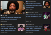 Cincinnati Enquirer Who is Afroman? Grammy- nominated rapper wins trial in Adams County hace 7 horas FTW: USA Today Afroman trial, explained: Rapper wins verdict rejecting police lawsuit hace 7 horas Manistee News Advocate ⠀ Afroman lawsuit: 5 key things to know about the viral case ABC11 Raleigh-Durham Afroman "Lemon Pound Cake': Rapper Afroman wins lawsuit against police over... hace 10 horas hace 1 día P primetimer.com "Receiving any Lemon pound cakes lately?": Afroman trial calls to ACSO Colorado... hace 11 horas