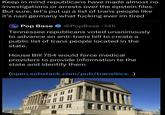 Keep in mind republicans have made almost no investigations or arrests over the epstein files. But sure, let's put up a list of trans people like it's nazi germany what f------ ever im tired Pop Base @PopBase 14h Tennessee republicans voted unanimously to advance an anti-trans bill to create a public list of trans people located in the state. House Bill 754 would force medical providers to provide information to the state and identify them. (open.substack.com/pub/transitics...)