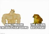 HOW I IMAGINE THE BOSS FIGHT GOING imgflip.com THE ACTUAL BOSS FIGHT