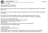 Joe Hyrkin in ⚫ 2nd Former Issuu, inc. CEO; CEO Coach, Tech Investor/Advisor 2d. She asked for the restroom. I should have sold her a tie. + Follow My first sales job was in the men's department of a department store in upstate New York. My section sat in the middle-anyone heading to the restroom had to walk right through it. One night, 30 minutes before close, a woman asked me where it was. I pointed her in the right direction and went back to closing my register. The owner had been watching. He came over and asked, "What did she want?" "Directions to the restroom," I said. He paused. "Did you ask if she needed a tie or a suit for her husband?" He had noticed her wedding band. I was confused. "She just needed the bathroom." And he said: "If someone walks through your department, it's not your job to send them somewhere else. It's your job to understand what they might also need."