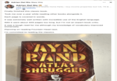 Adrian Del Rio likes this Adrian Del Rio in ⚫ 1st ☑ I sell Apartments and Mobile Home Parks. I buy income properties too! CA, TN & ... Visit my website 6m⚫ Finally finished this classic book. Took me over a year while reading other books alongside it. Each page is covered in words. It was extremely well written with incredible use of the English language. IMO it went about 400 pages too long, but I'm not an expert book critic. It was a tough read for me although my knowledge of vocabulary improved immensely. Planning on reading Fountain Head next. I'm committed to reading the classics. AYN RAND ATLAS SHRUGGED