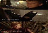 THANKS FOR SAVING ME BATMAN BE A GOOD BOY OF COURSE