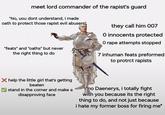 meet lord commander of the r-----'s guard "No, you dont understand, i made oath to protect those r----- evil abusers" "feats" and "oaths" but never the right thing to do they call him 007 O innocents protected O r--- attempts stopped 7 inhuman feats preformed to protrct rapists Xhelp the little girl that's getting beaten I stand in the corner and make a disapproving face "no Daenerys, i totally fight with you because its the right thing to do, and not just because i hate my former boss for firing me"