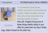 Anonymous 122 KB JPG 03/19/26(Thu)20:21:49 No.18396224 >A numberless Soviet phone >Stalin was known to personally call random middle managers and ask them why is their production line reporting subpar numbers. H--------. Imagine having one of these things silently sitting in your office for years then one day it finally rings, Stalin himself on the other line.