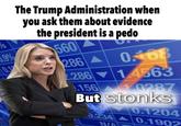 The Trump Administration when you ask them about evidence the president is a p--- 70 560 .9% 0.1 286 A 0168 286 14563 156 0287 But stonks 404 646 0.234 0.1204 NIA 0.1902
