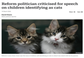 Reform politician criticised for speech on children identifying as cats 10 March 2026 Share Save ☐ David Deans Wales political reporter PA Media Reform's Laura Anne Jones says the issue of children self-identifying as cats in school was raised with her by parents