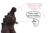 M The government has failed and they need to take accountability. Something has to change. The people have to come together. Look a scary horror Godzilla!