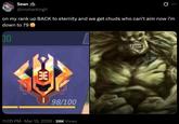 Sean @imsharkingit ... on my rank up BACK to eternity and we get chuds who can't aim now i'm down to 79 DO HE 198/100 11:05 PM · Mar 13, 2026 28K Views