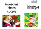 evil and Awesome chess couple intimidating AI