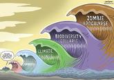 BE SURE TO WASH YOUR HANDS AND ALL WILL BE WELL COVI ..MACKAY.. mackaycartoons.net ZOMBIE APOCALYPSE BIODIVERSITY COLLAPSE دار CLIMATE CHANGE RECESSION