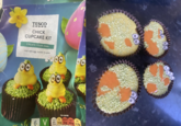 TESCO CHICK CUPCAKE KIT CREATE YOUR OWN Just add egg, butter & water 6 V Energy One cupcake Fat Saturates Sugars Salt 1684 14.88 9.28 49.98 0.28 401kcal