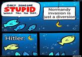 imgflip.com ONLY SOMEONE STUPID WOULD FALL FOR THAT... Normandy invasion is just a diversion Hitler: 0. SRGRAFO THE BAIT
