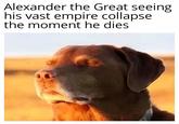 Alexander the Great seeing his vast empire collapse the moment he dies