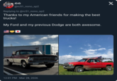 のの @rc51_nono_sp2 Replying to @rc51_nono_sp2 Thanks to my American friends for making the best trucks! My Ford and my previous Dodge are both awesome. 257-16 . 12:01 PM · Mar 28, 2026 X