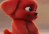 A GIF meme of a red dog flipping the middle finger several times.