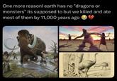 One more reasonl earth has no "dragons or monsters" its supposed to but we killed and ate most of them by 11,000 years ago