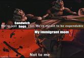 Sandwich We're just bags, sir. We're meant to be expendable My immigrant mom Not to me imgflip.com