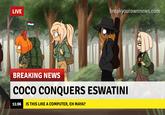 LIVE breakyourownnews.com BREAKING NEWS COCO CONQUERS ESWATINI 11:06 IS THIS LIKE A COMPUTER, EH MAYA?