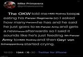 Mike Primavera @primawesome The OKW told me HMS Rodney keeps eating his Panzer Regiments SO I asked how many Panzers he has and he said he just goes to 5th Panzer Army and gets a new Panzer afterwards so I said it sounds like he's just feeding 5th Panzer Army to HMS Rodney and then Geyr von Schweppenburg started crying. 10:03 1944-06-30 Twitter for iPhone . • imgflip.com
