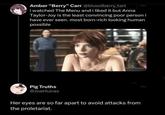 Amber "Berry" Carr @bloodberry_tart i watched The Menu and i liked it but Anna Taylor-Joy is the least convincing poor person i have ever seen. most born-rich looking human possible Pig Truths @JoeHuiras Her eyes are so far apart to avoid attacks from the proletariat.