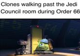 Clones walking past the Jedi Council room during Order 66 (CHILD SCREAMING)