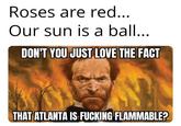Roses are red... Our sun is a ball... DON'T YOU JUST LOVE THE FACT THAT ATLANTA IS F------ FLAMMABLE?