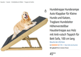 Haustier > Hunde > Schlafplätze & Möbel > Treppen & Stufen Hundetreppe Hunderampe Auto Klappbar für Kleine Hunde und Katzen, Tragbare Hundeleiter Höhenverstellbar Haustiertreppe aus Holz mit Anti-rutsch Teppich für Bett Sofa, 100 cm lang Besuche den LZQ-Store 4,4★★★★★♥ (119) | Diese Seite durchsuchen 50+ gekauft Mal im letzten Monat 4599 €
