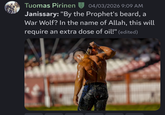 Tuomas Pirinen 04/03/2026 9:09 AM Janissary: "By the Prophet's beard, a War Wolf? In the name of Allah, this will require an extra dose of oil!" (edited) YUSUF CAN ZEYBEK