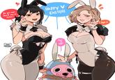 DO YOU THINK you THEY'LL PAY US EXTRA? HAPPY V EASTER! KAMII MOMORÚ AND му Mon? I HOPE SO