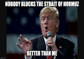 NOBODY BLOCKS THE STRAIT OF HORMUZ imgflip.com BETTER THAN ME