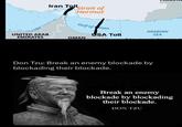 Iran Toll Strait of Hormuz Gulf of man ARABIAN UNITED ARAB EMIRATES USA Toll SEA OMAN Don Tzu: Break an enemy blockade by blockading their blockade. Break an enemy blockade by blockading their blockade. DON TZU