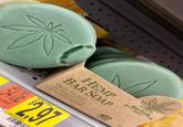 HEMP BAR SOAP Hemp Seed Exfoliate Organic Shea Butter with Hemp Seed Oil & Made in the HEMP SEED OIL USA Factory Certified BAR SOAP 5.5 UNIT PRICE 54.0¢ CUNCE RETAIL PRICE $2.97 5.50Z HEMP BAR SOAP DAD