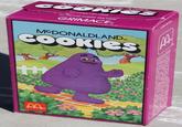 MCDONALDLAND COOKIES TO OPEN LIFT HERE TO CLOSE INSERT TAB HERE GRIMACE® ONG SHENGHO MCDONALDLAND COOKIES NET WT 2 OZ (56g)