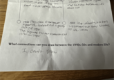 "ks Carageas refusal to give up her bus Seat in Montgomery alabama Presiden eisenho the nationa Aeronautics and Space act 1956 Presiden eisenhower signed the federall aid his ghway act of 1956 The highway syster revolutionized american Travel 1959 the united states Welcomed two New States to the union What connections can you draw between the 1940s-50s and modern life? I can't Draw