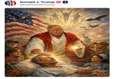 A screenshot of a meme depicting Trump as Jesus. Trump made the post and deleted it later.